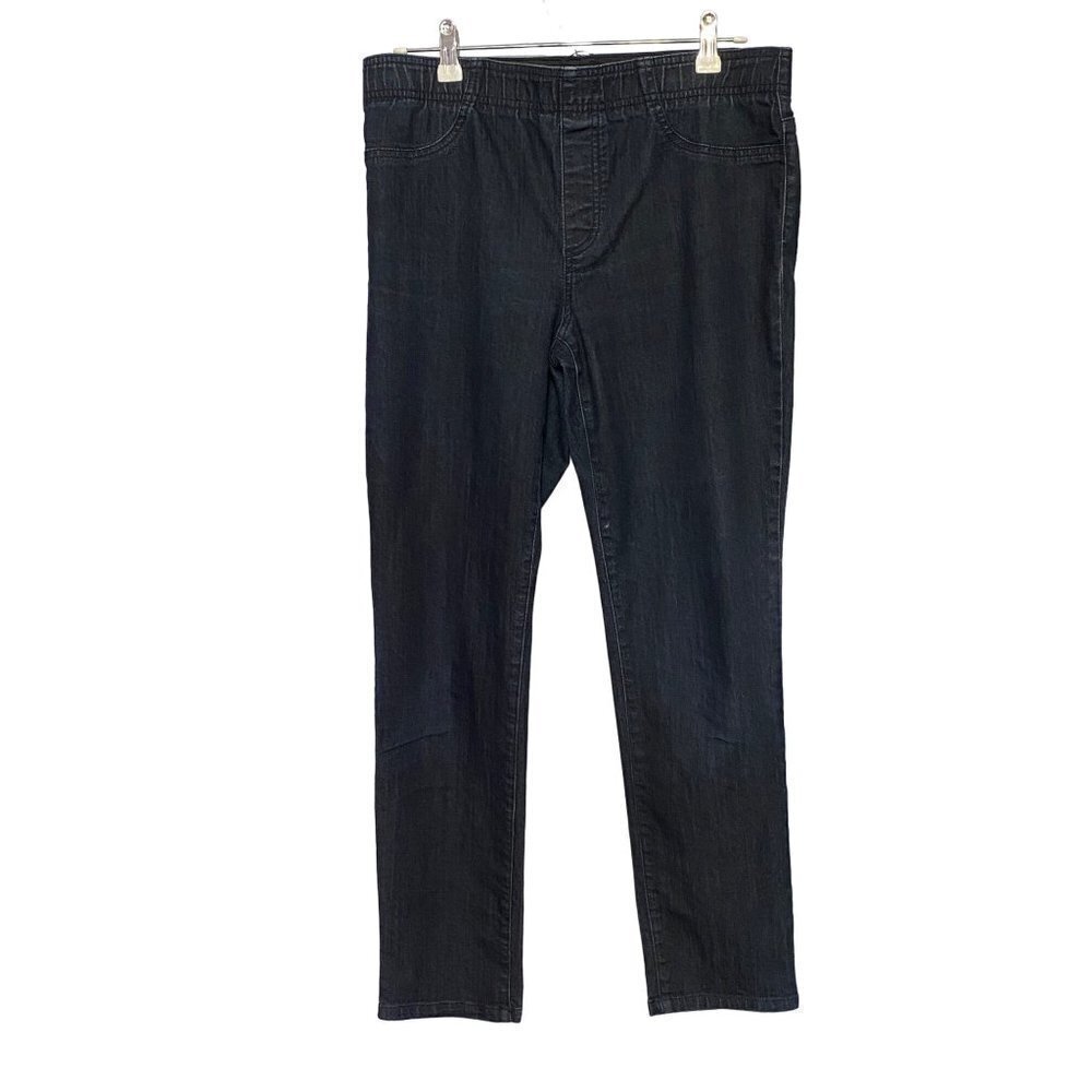 Chico's Pull‎ On Elastic Waist Demin Jeans with Faux Front Pockets Size 1